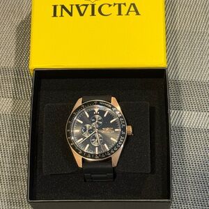 Invicta Black and Gold Aviator Watch